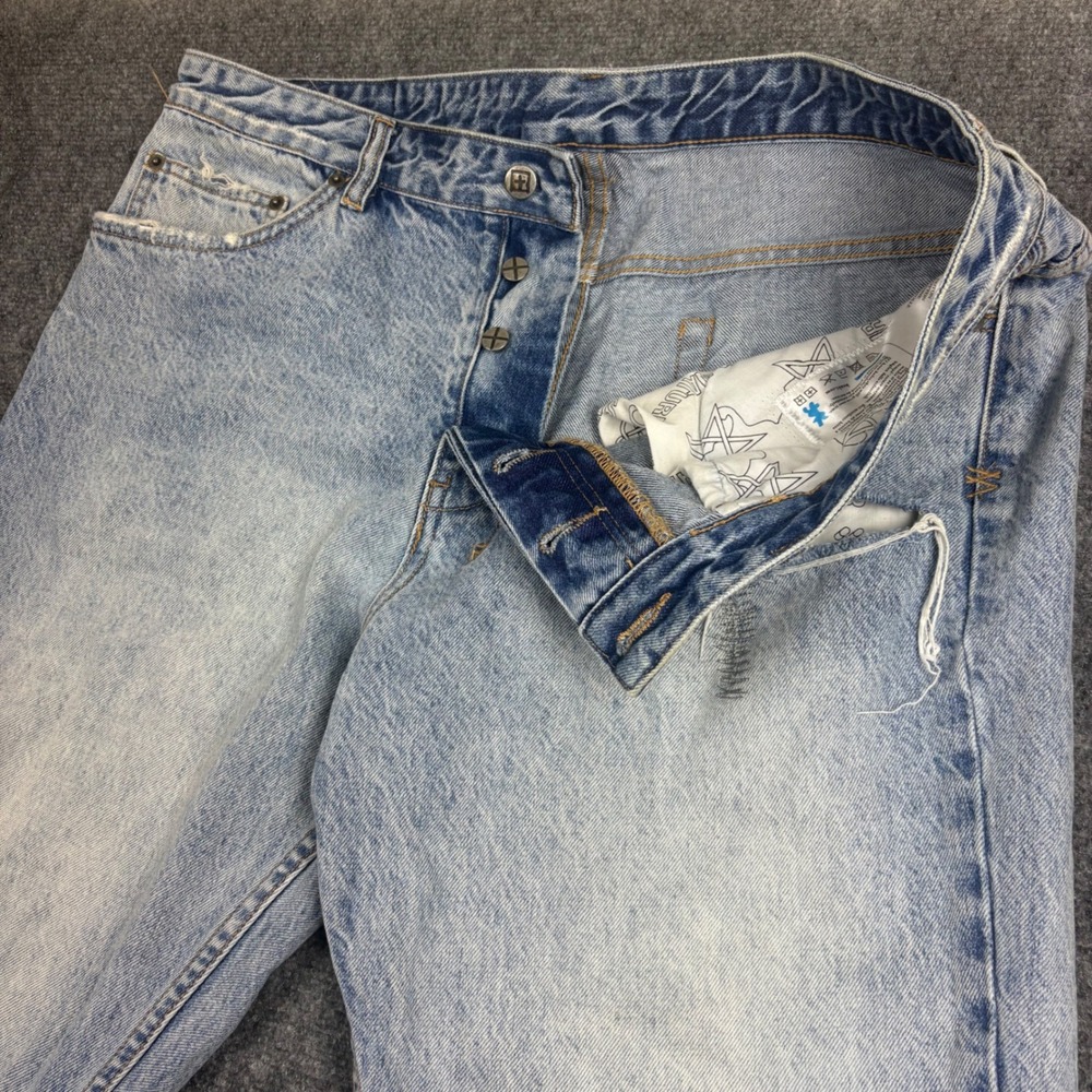 Ksubi Wolfgang Bandana Jeans Mens 36 Light Blue Distressed Slim Tapered